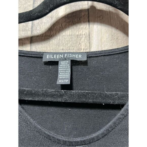 Eileen Fisher Black Fine Jersey V-Neck Long Tunic Top - Picture 4 of 5